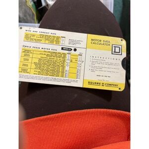 1983 MOTOR DATA CALCULATOR SLIDE RULE FROM THE SQUARE D COMPANY